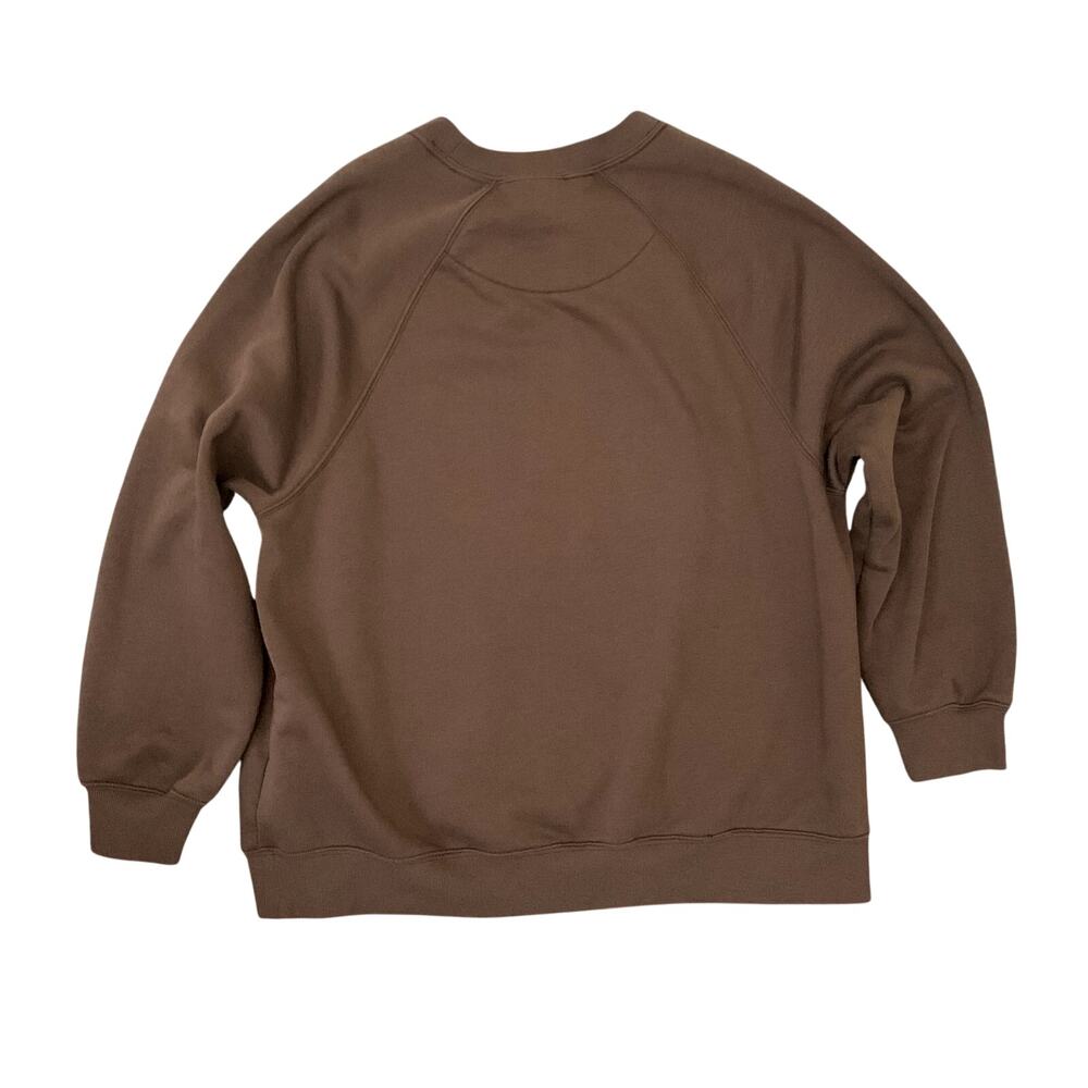 Brown Oversized Sweatshirt Crew Neck Cotton Blend Brown Women's Size S NWOT - Picture 4 of 6